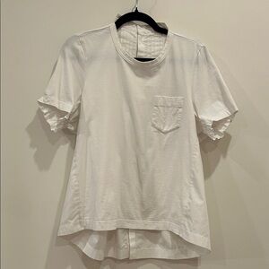 Sacai White Mixed Fabric Top Sz L/4